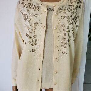 Beige Beaded Sweater 2 Piece Set from Bedford Fair